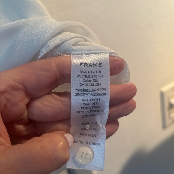 FRAME Gillian White Silk Blouse - Picture 5 of 5